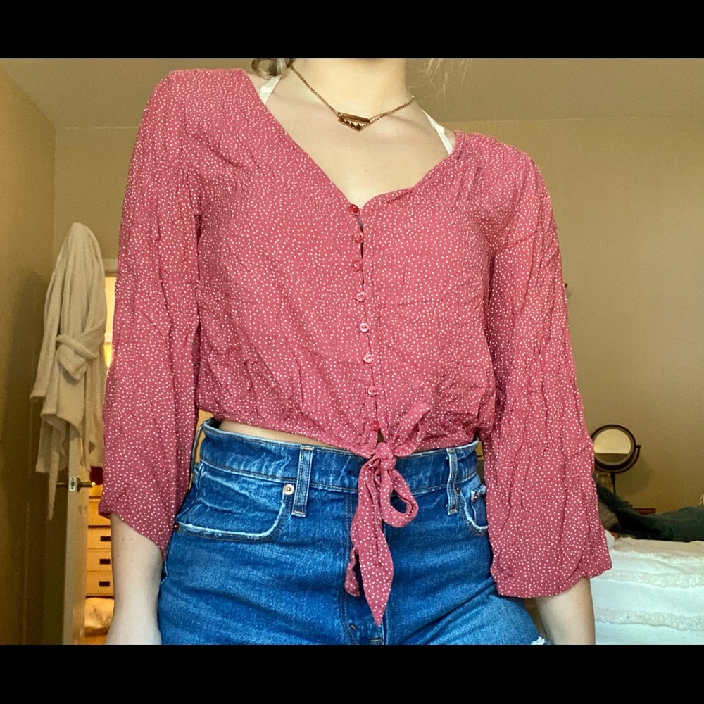 American Eagle polka dot bell sleeve top